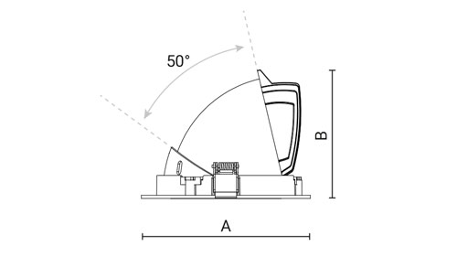 LUMI-OR1, faretto da incasso, orientabile, dimensioni